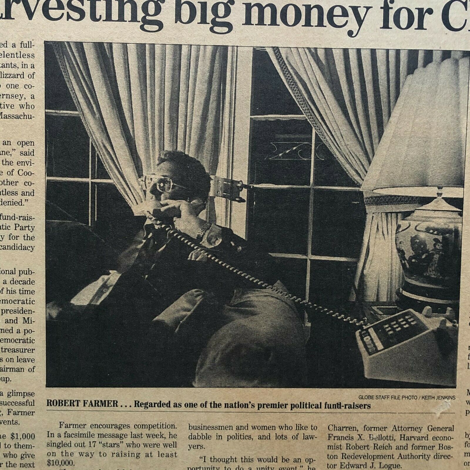 BILL CLINTON * JSA LOA * AUTOGRAPH Newspaper SIGNED re: Harvesting Contributions