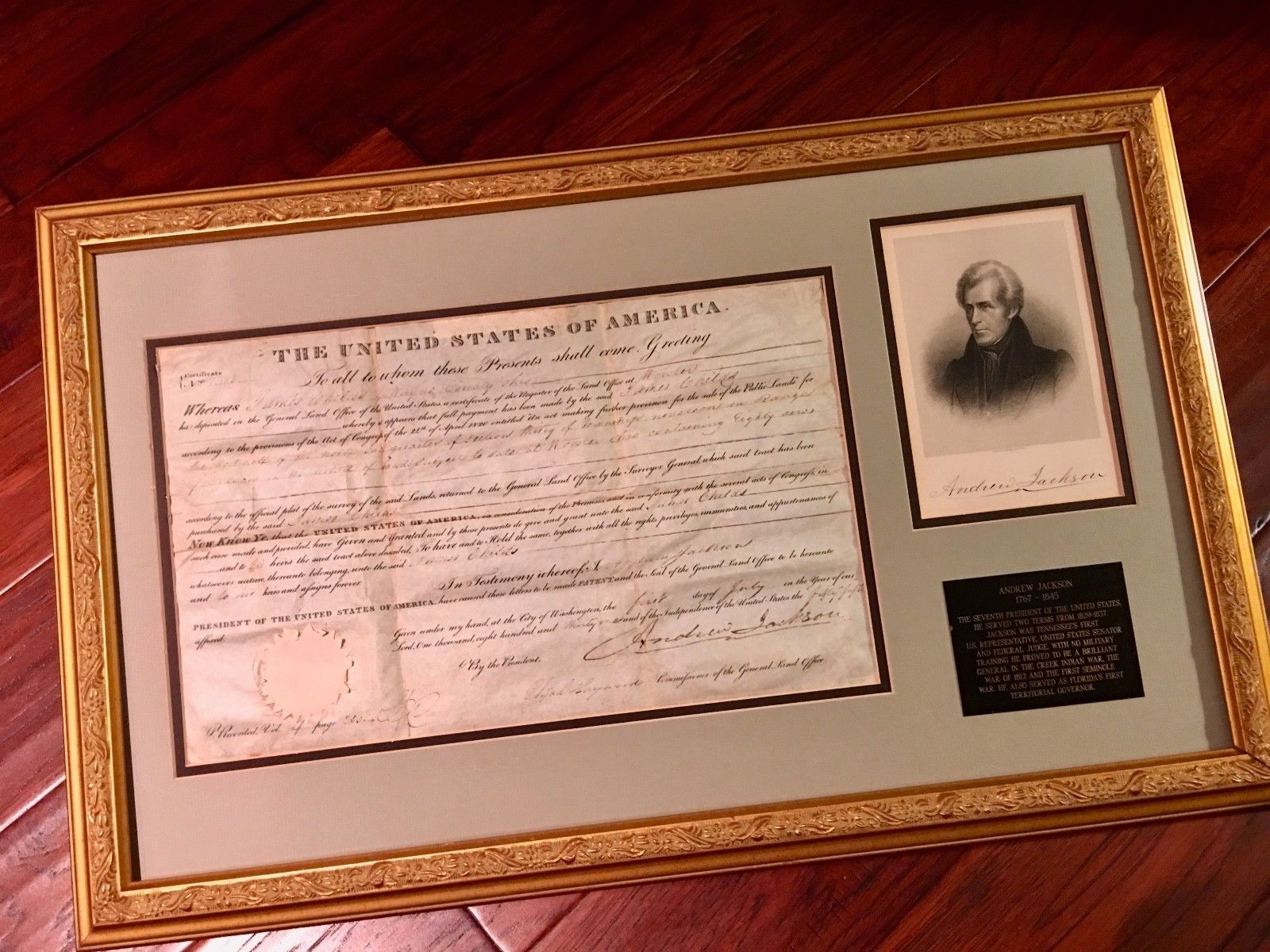 ANDREW JACKSON * AUTOGRAPH 1831 Land Grant SIGNED * As PRESIDENT * Ohio