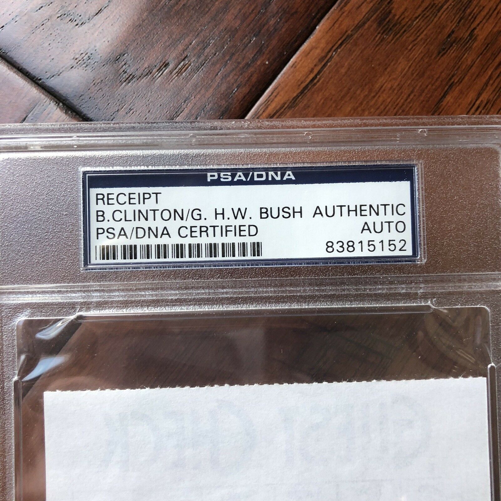 BILL CLINTON & GEORGE H.W. BUSH * PSA/DNA Slab * Autograph Signed Receipt Paper
