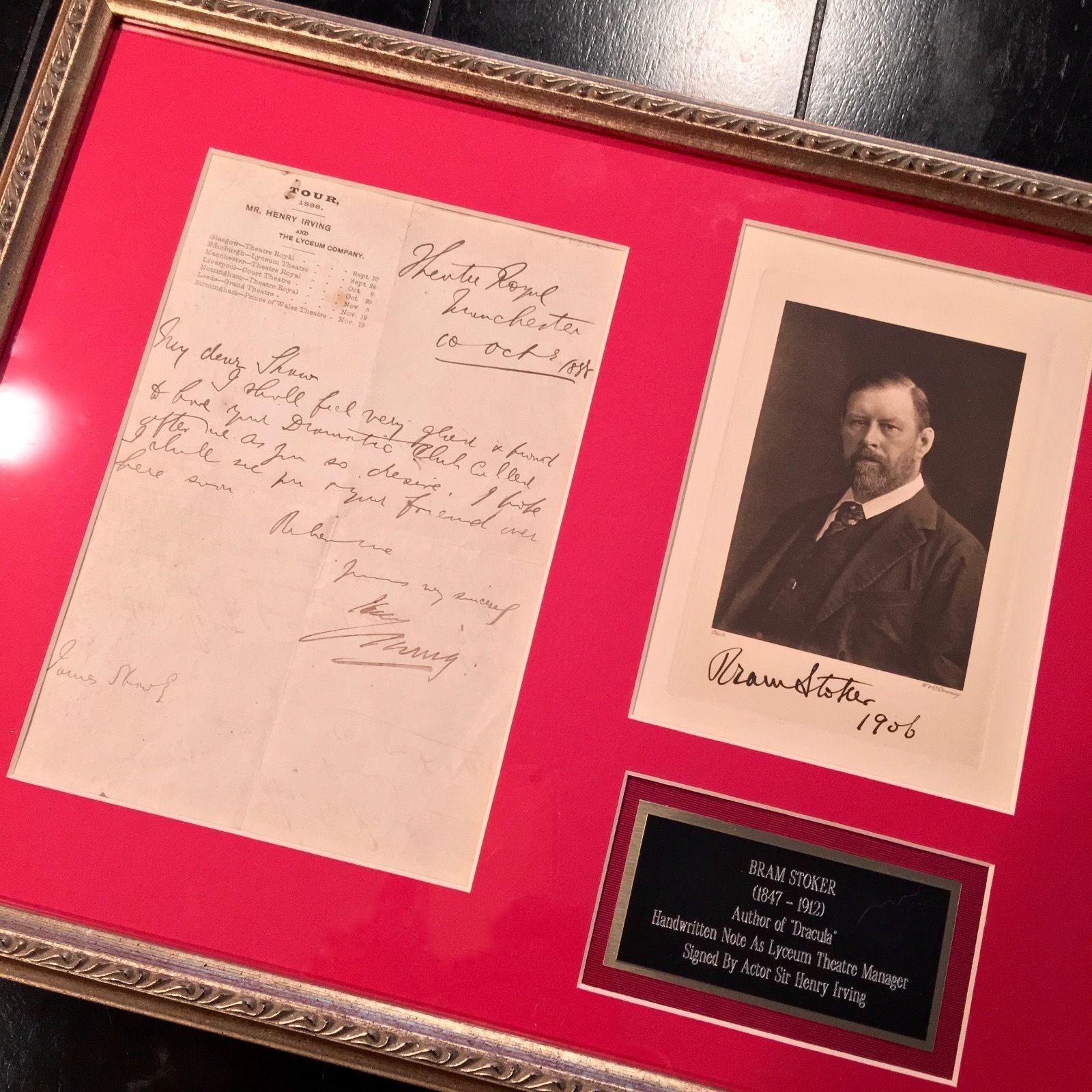 BRAM STOKER Handwritten AUTOGRAPH Note DRACULA Not SIGNED Henry Irving