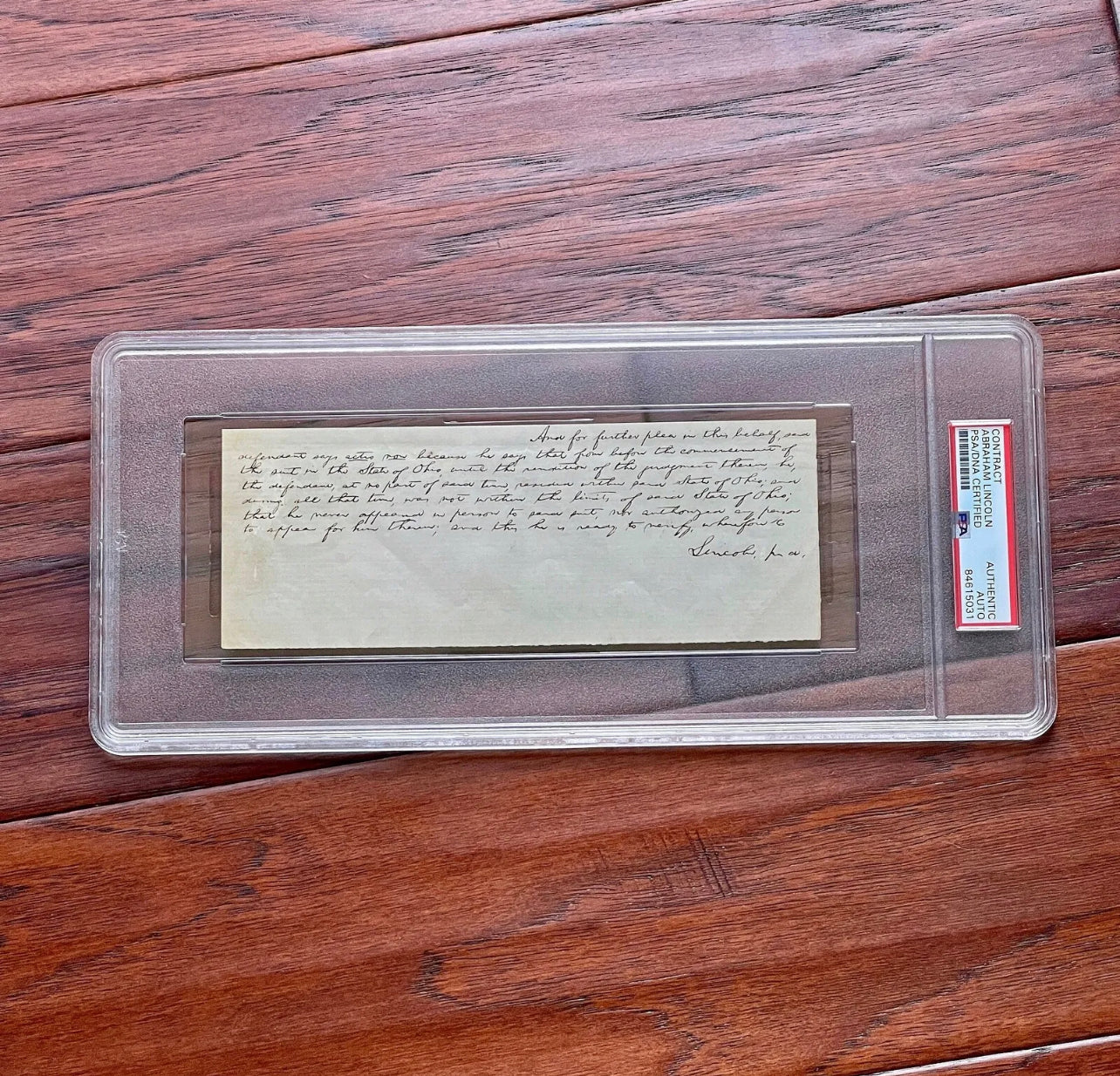 ABRAHAM LINCOLN * PSA/DNA Slab * Autograph Lengthy Handwritten Plea Signed