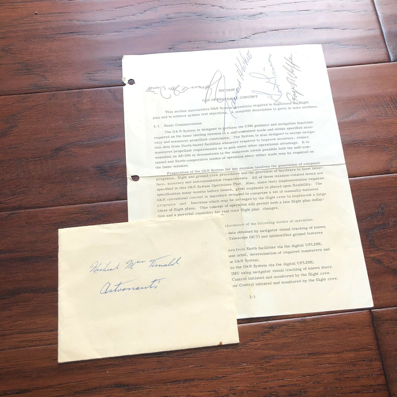 Apollo 1 * JSA * Crew Autograph NASA Document Signed * Roger Chaffee Gus Grissom