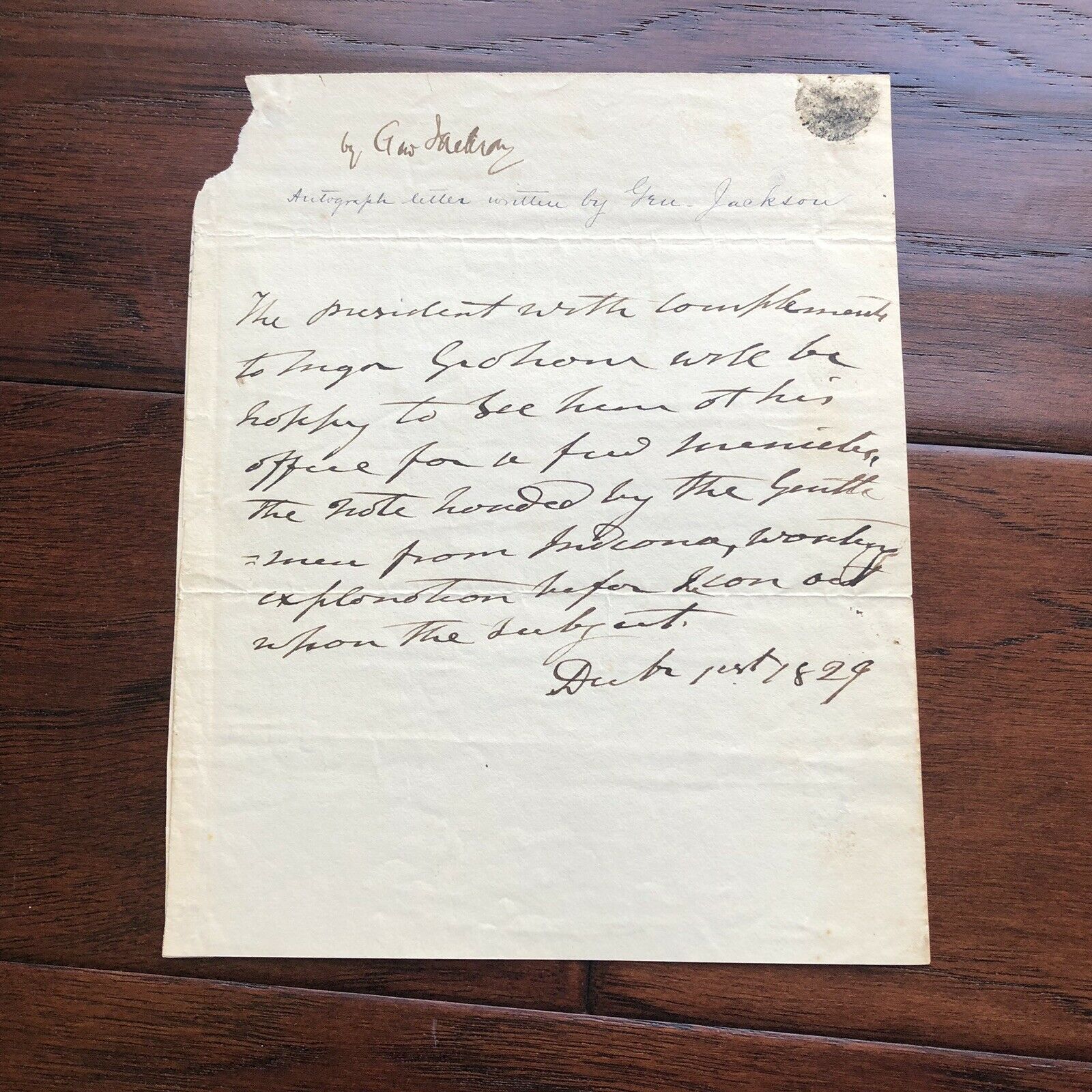 ANDREW JACKSON * Autograph Note Signed to War Hero Joseph Graham * President