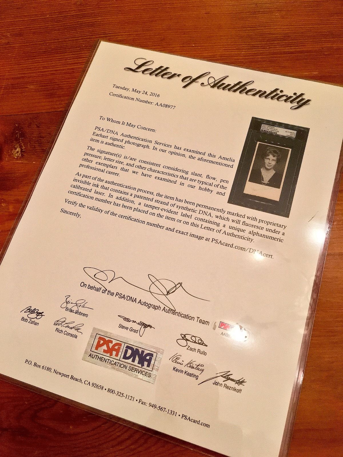 AMELIA EARHART * PSA/DNA *  Legendary Aviator * Rare SIGNED PHOTO * AUTOGRAPH