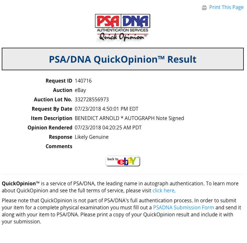 BENEDICT ARNOLD * AUTOGRAPH Note Signed * Revolutionary War TRAITOR * TREASON