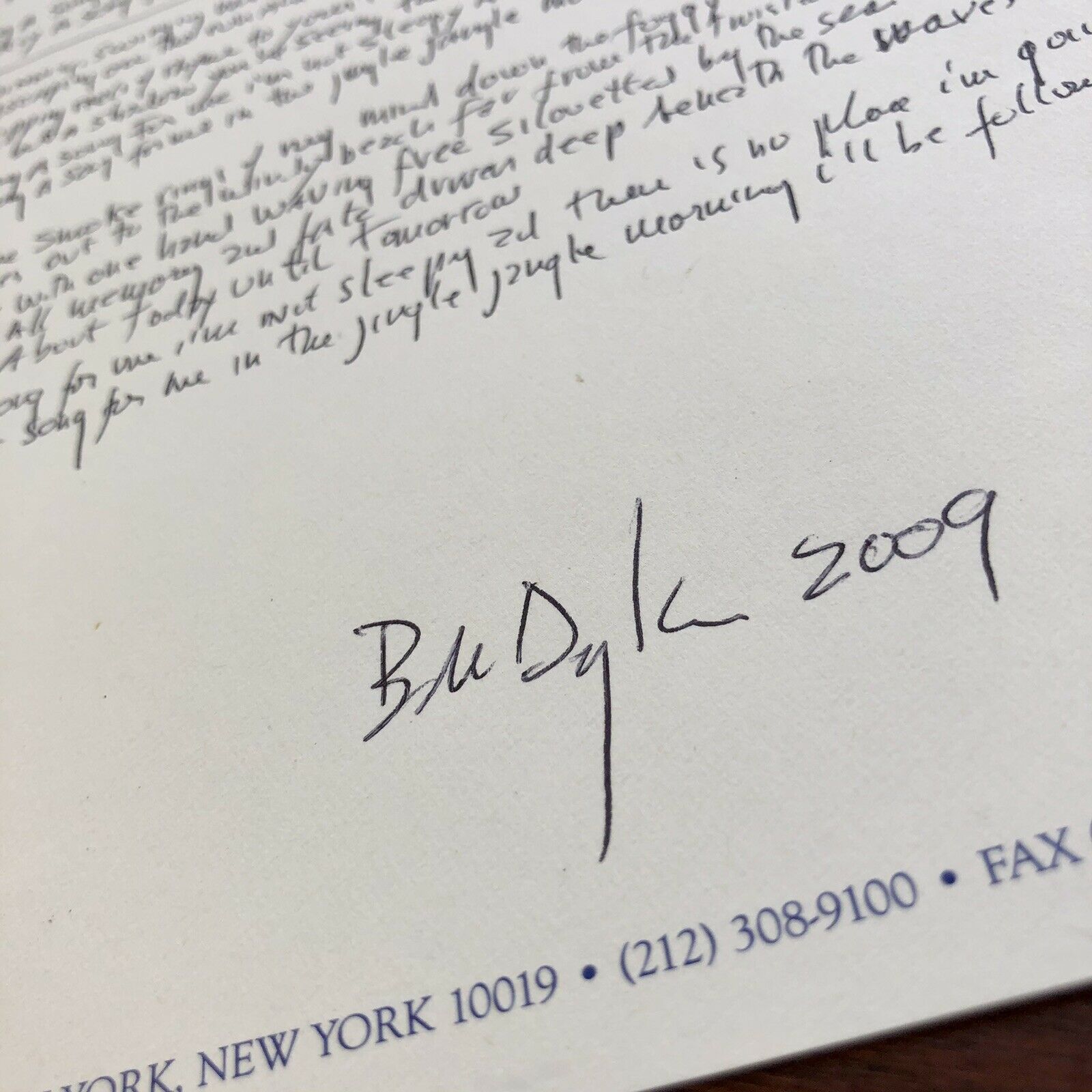 BOB DYLAN * Autograph Signed Handwritten Lyrics Mr Tambourine Man * From Manager