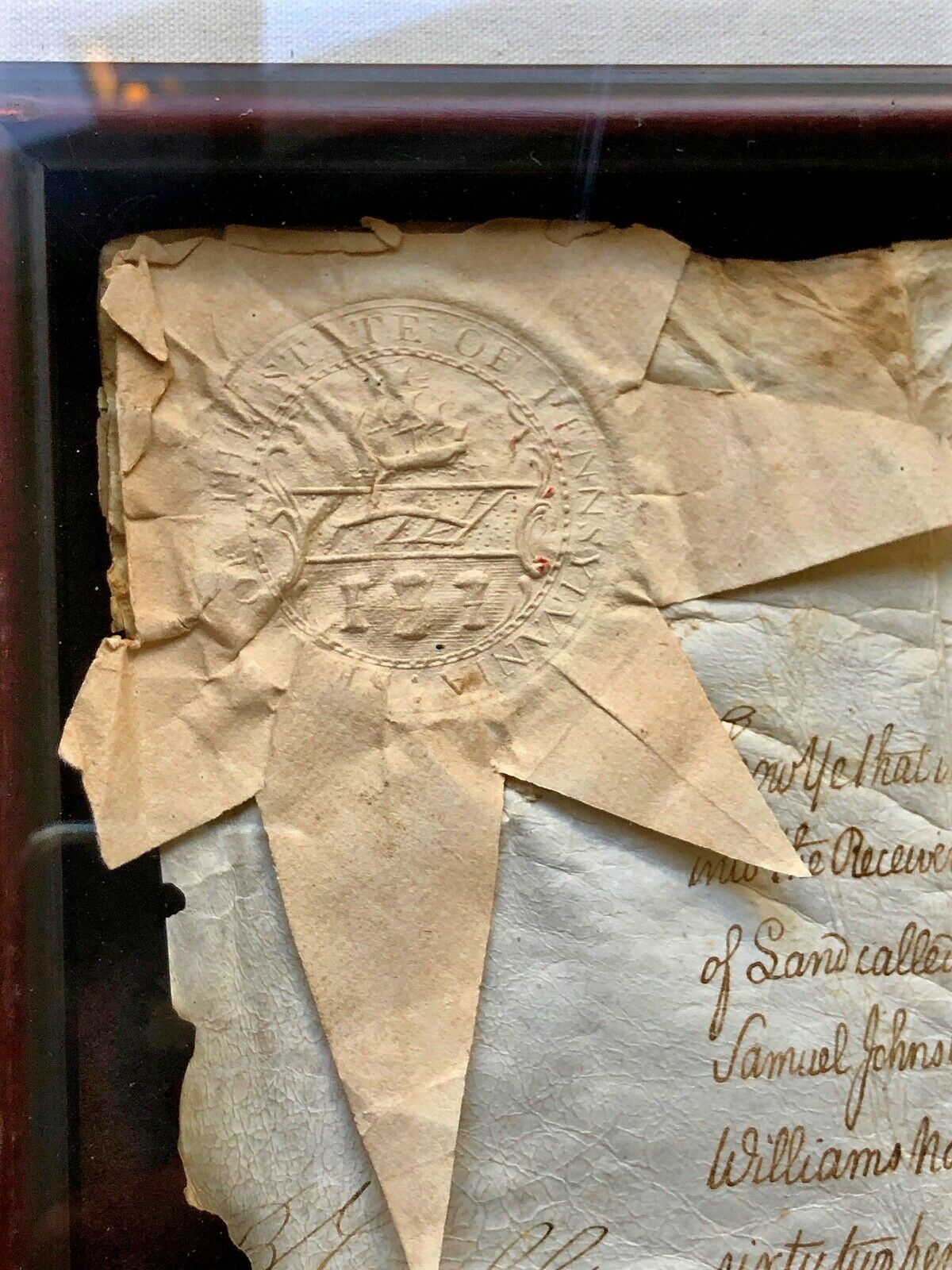 BENJAMIN FRANKLIN * JSA LOA * AUTOGRAPH PA Land Grant Display SIGNED * Ben