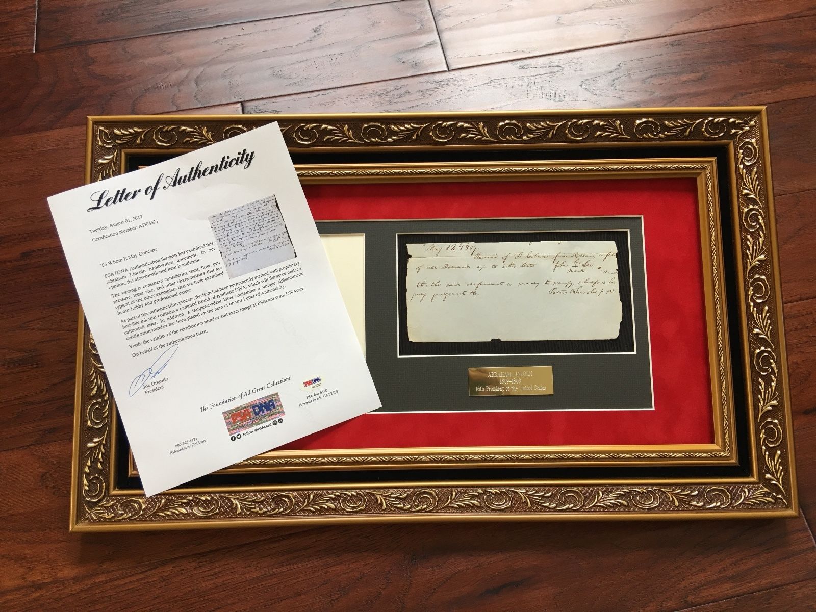 ABRAHAM LINCOLN * PSA/DNA * Handwritten AUTOGRAPH letter SIGNED * President