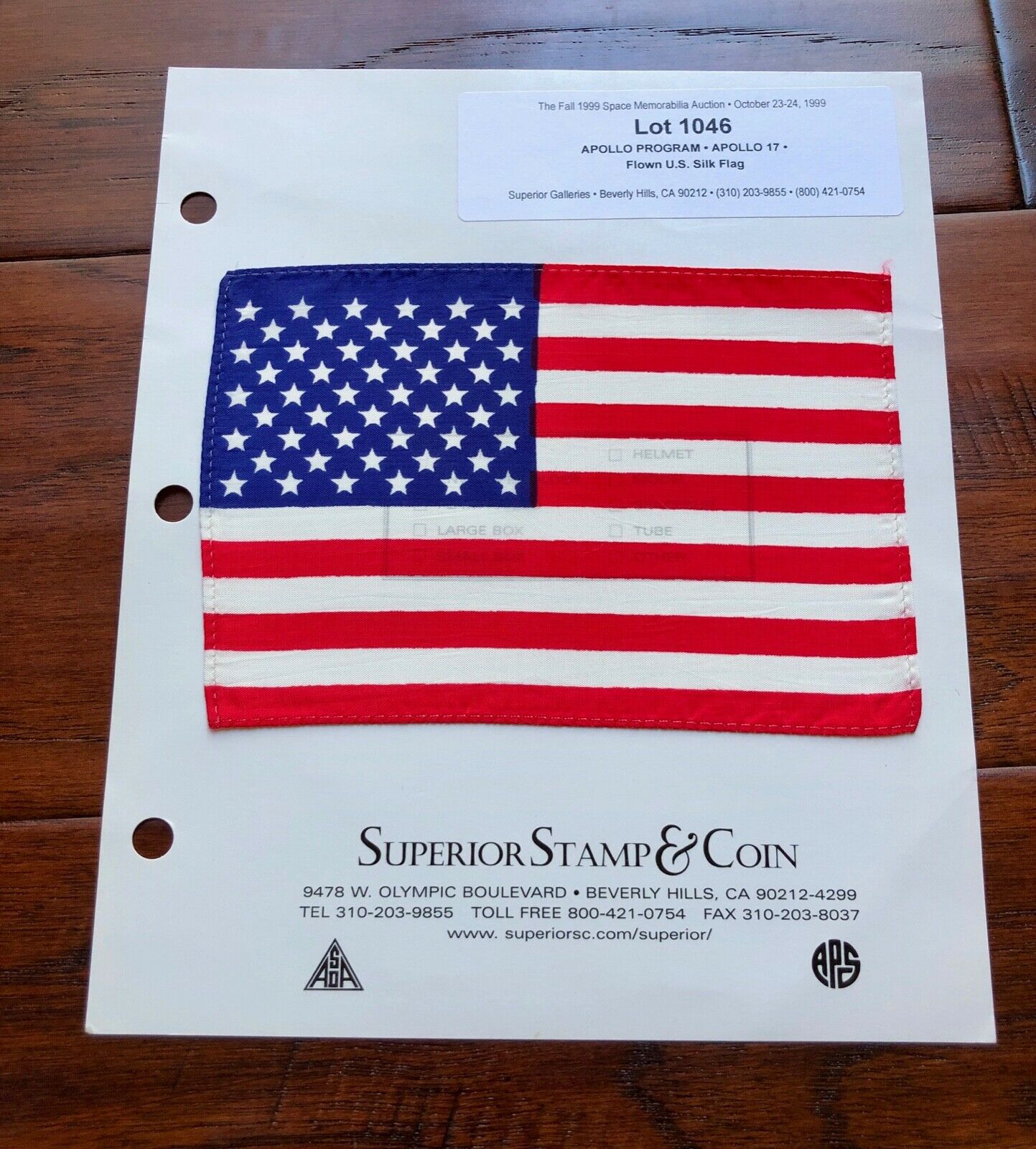 APOLLO 17 * Lunar Surface Flown Flag * NASA Employee Provenance * Gene Cernan