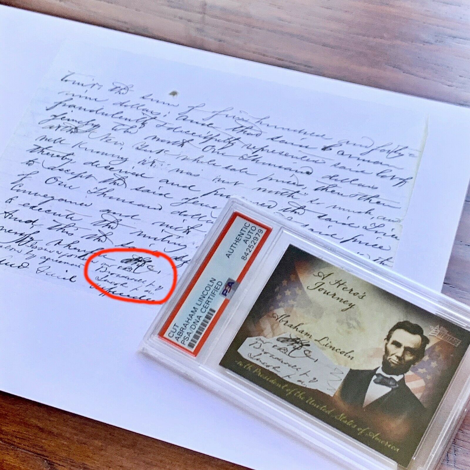 ABRAHAM LINCOLN * PSA/DNA Slabbed * Early Autograph Cut Signature * Signed