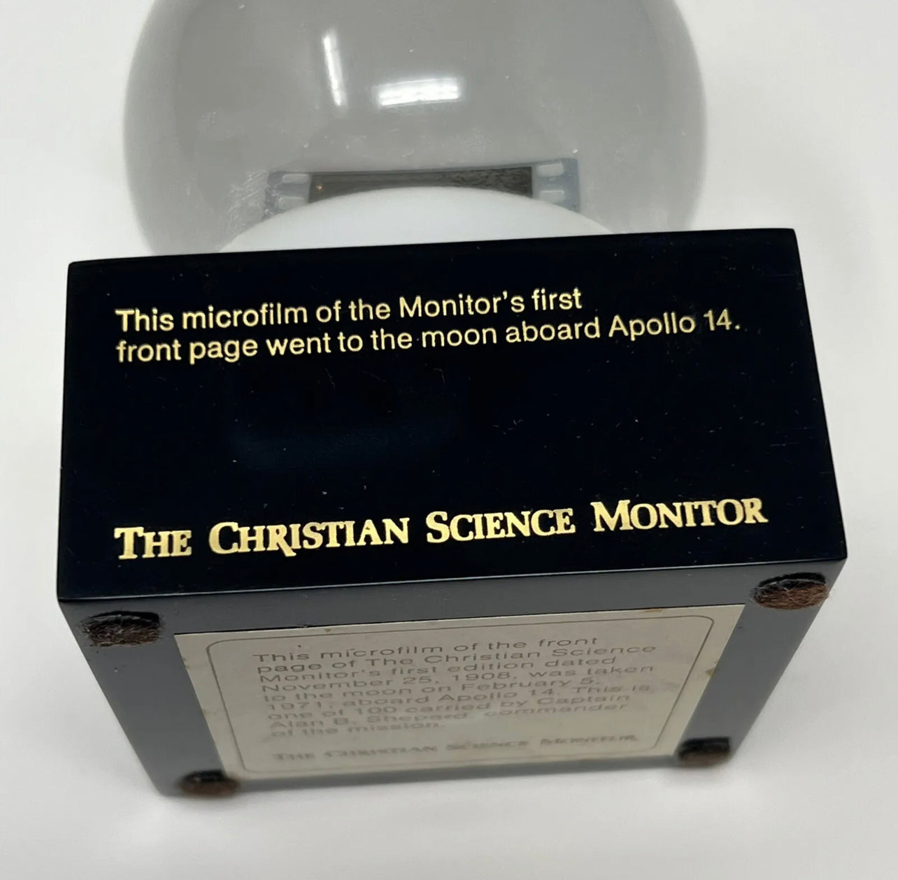 APOLLO 14 * Lunar Surface Flown Microfilm Newspaper Carried by Alan Shepard