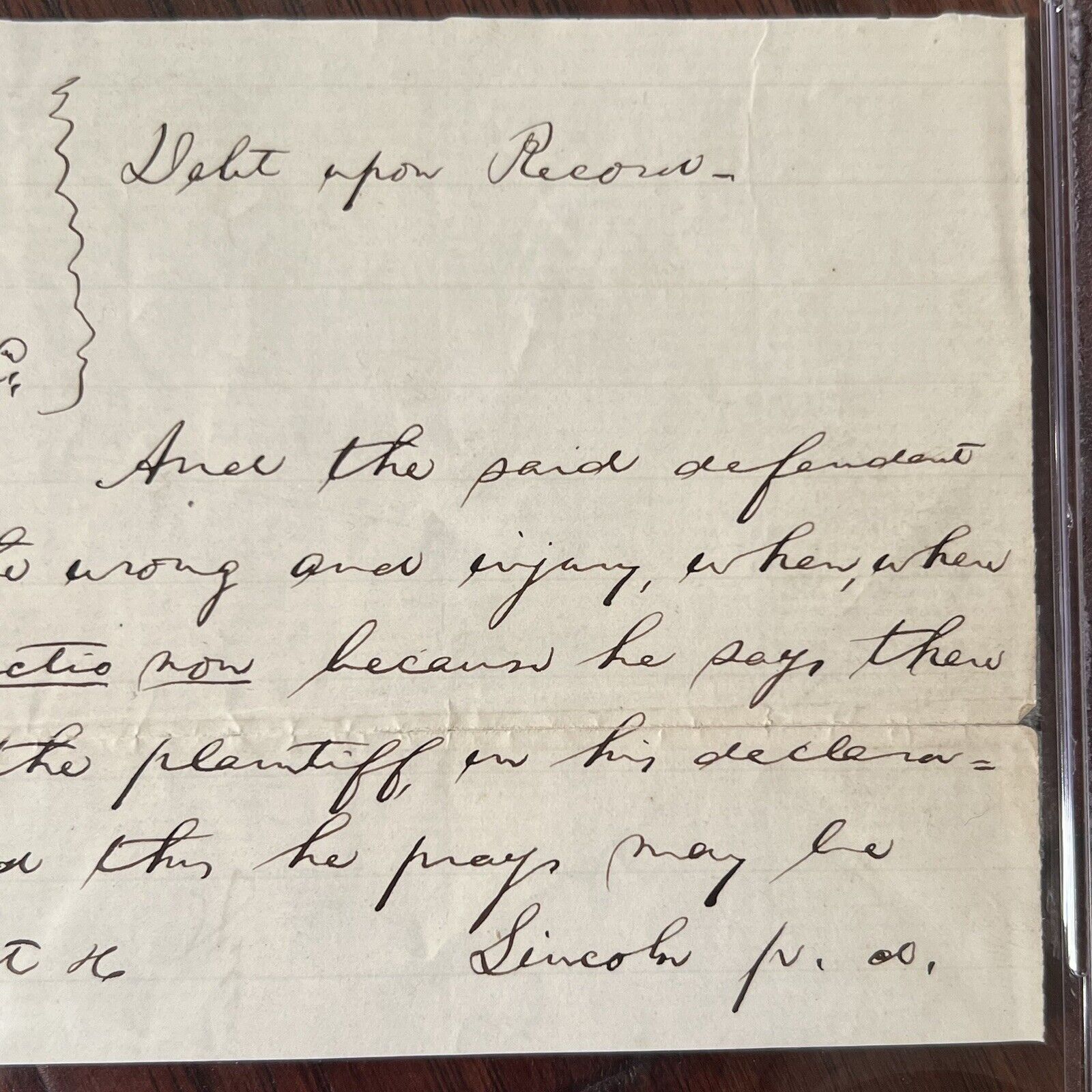 ABRAHAM LINCOLN * PSA/DNA Slab * Autograph Lengthy Handwritten Legal Plea Signed