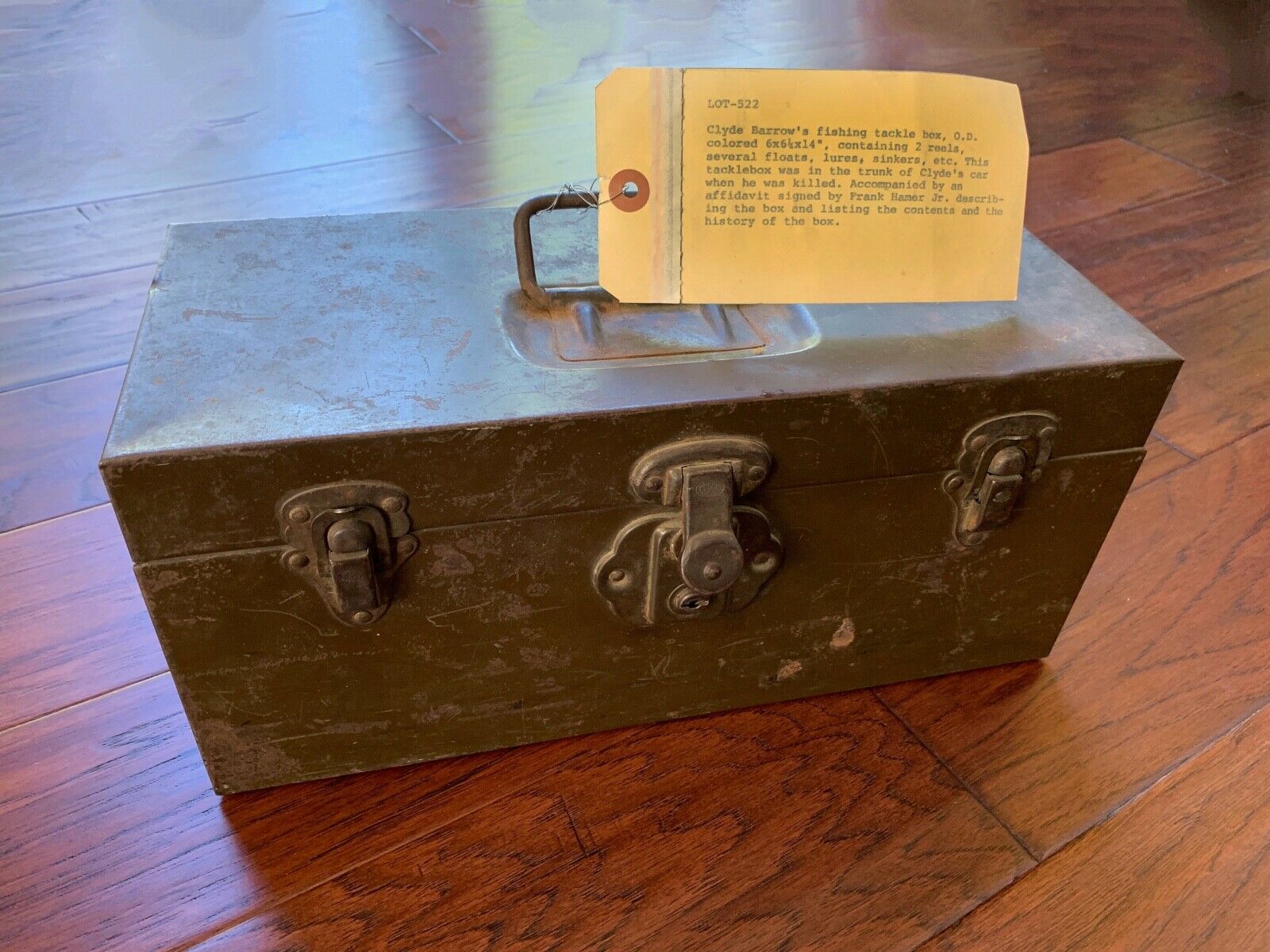 BONNIE & CLYDE * Owned & Used Fishing Tackle Box * Ambush Car * Frank Hamer COA