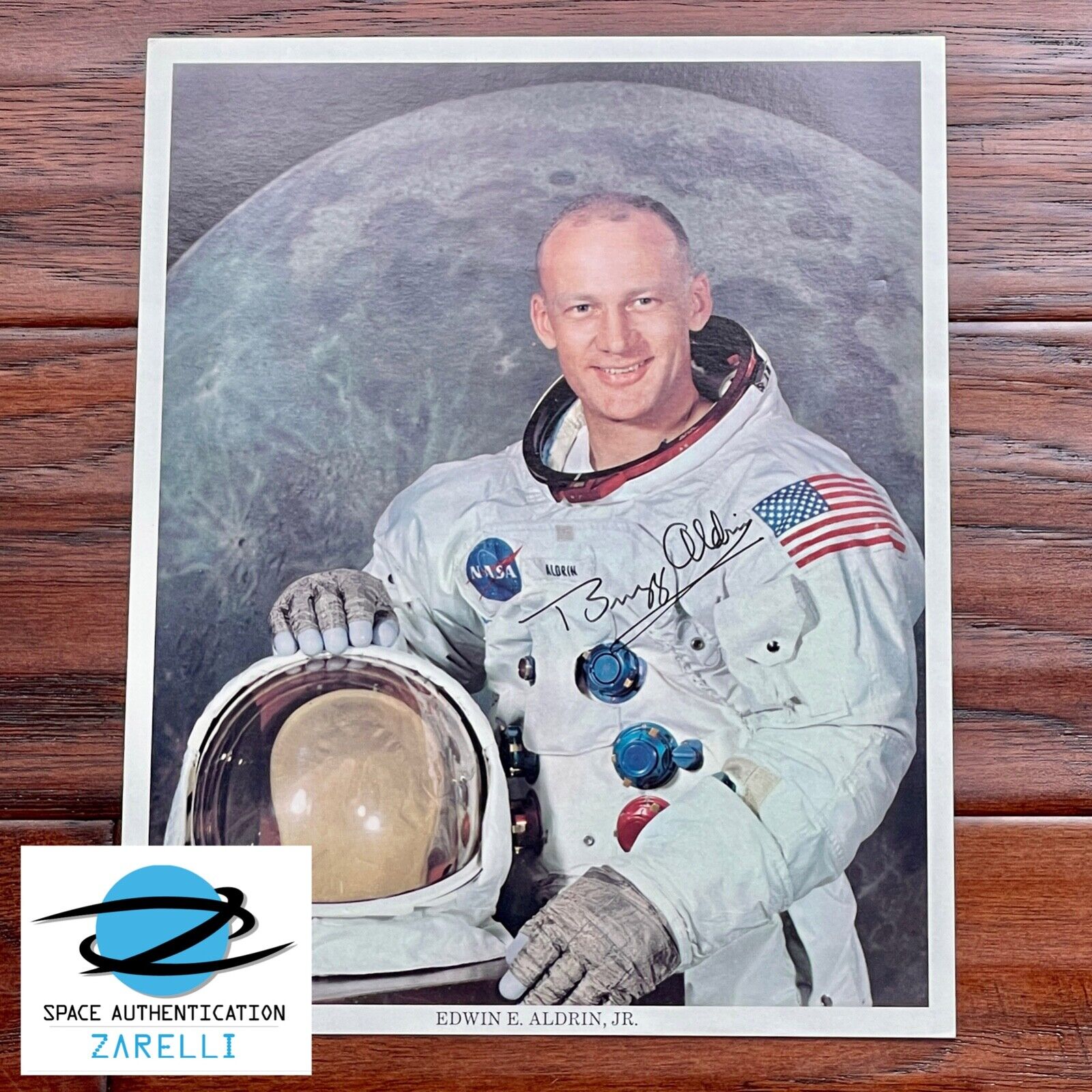 BUZZ ALDRIN * ZARELLI * Uninscribed Autograph Space Suit Photo SIGNED NASA Litho