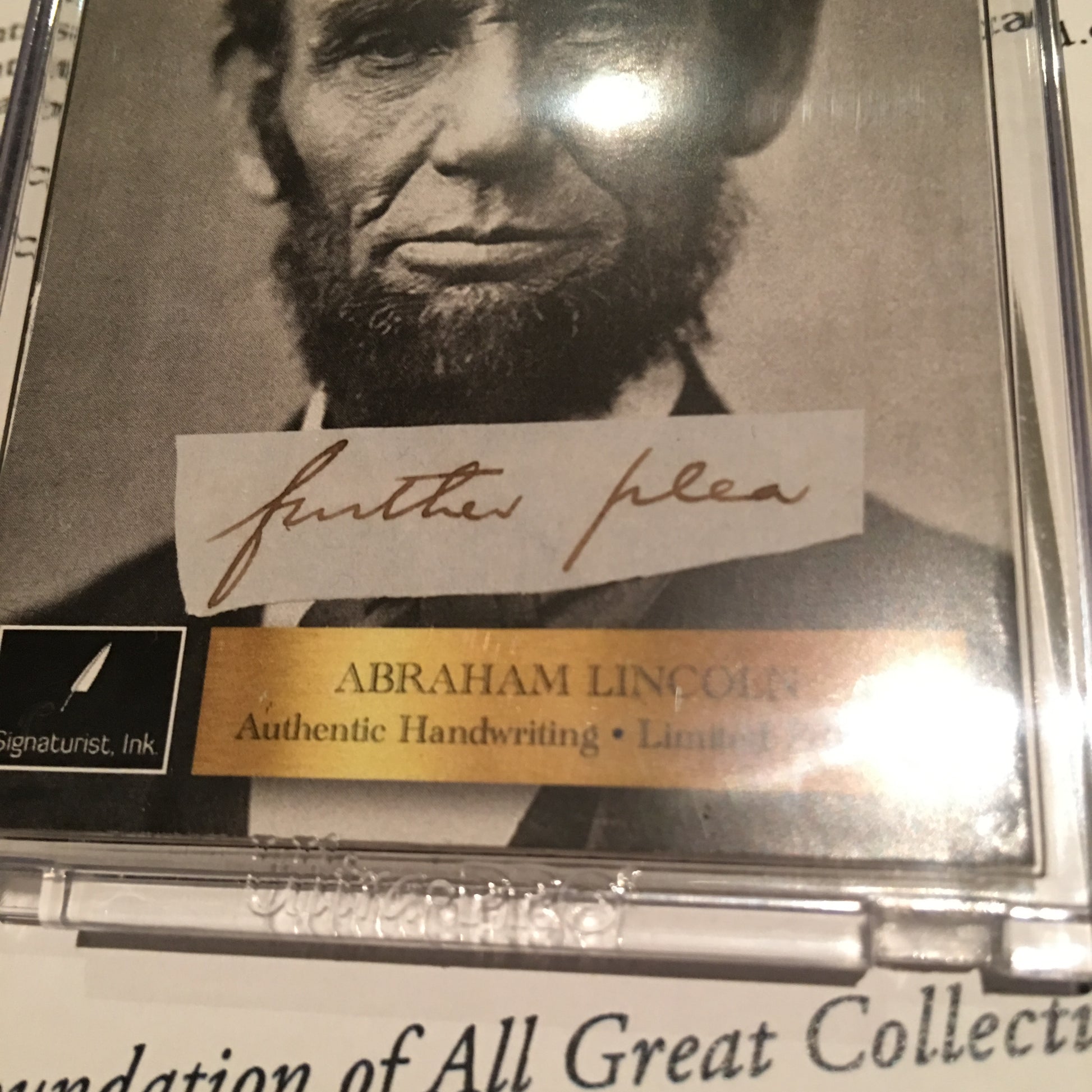 ABRAHAM LINCOLN * PSA/DNA * Words "further plea"