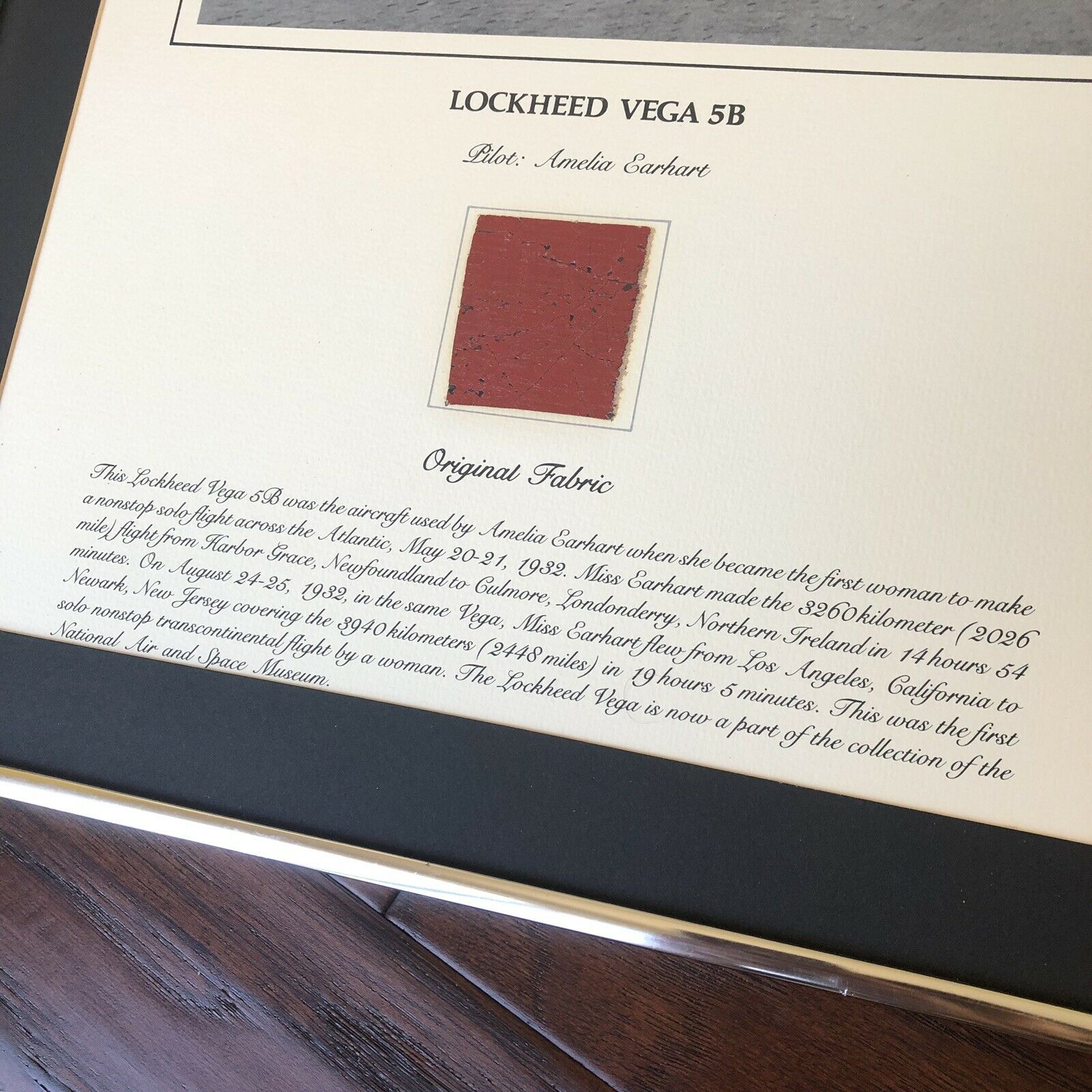 AMELIA EARHART * Original Flown Vega 5B Fabric * From Smithsonian Institute