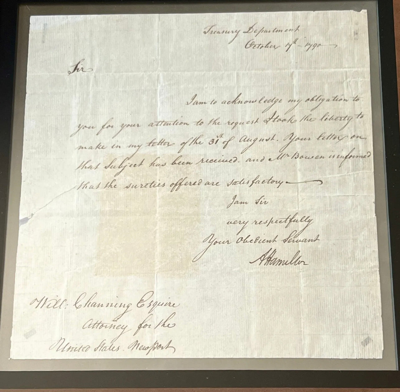 ALEXANDER HAMILTON * PSA/DNA * GRADE 10 Letter Signed Autograph as Sec Treasury
