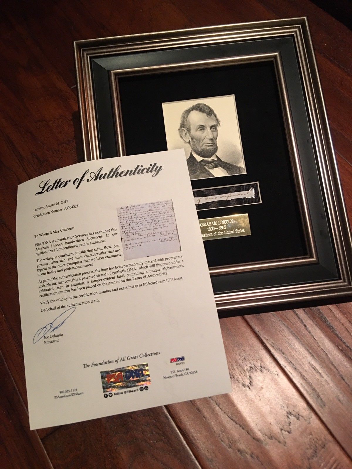 ABRAHAM LINCOLN * PSA/DNA * 5 Handwritten Cut Words * not Autograph or Signed