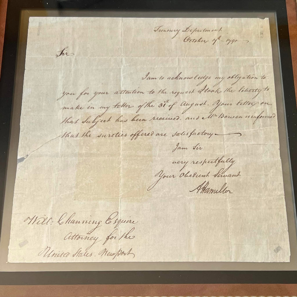 ALEXANDER HAMILTON * PSA 10 * Autograph Letter As Sec Of Treasury from 1790