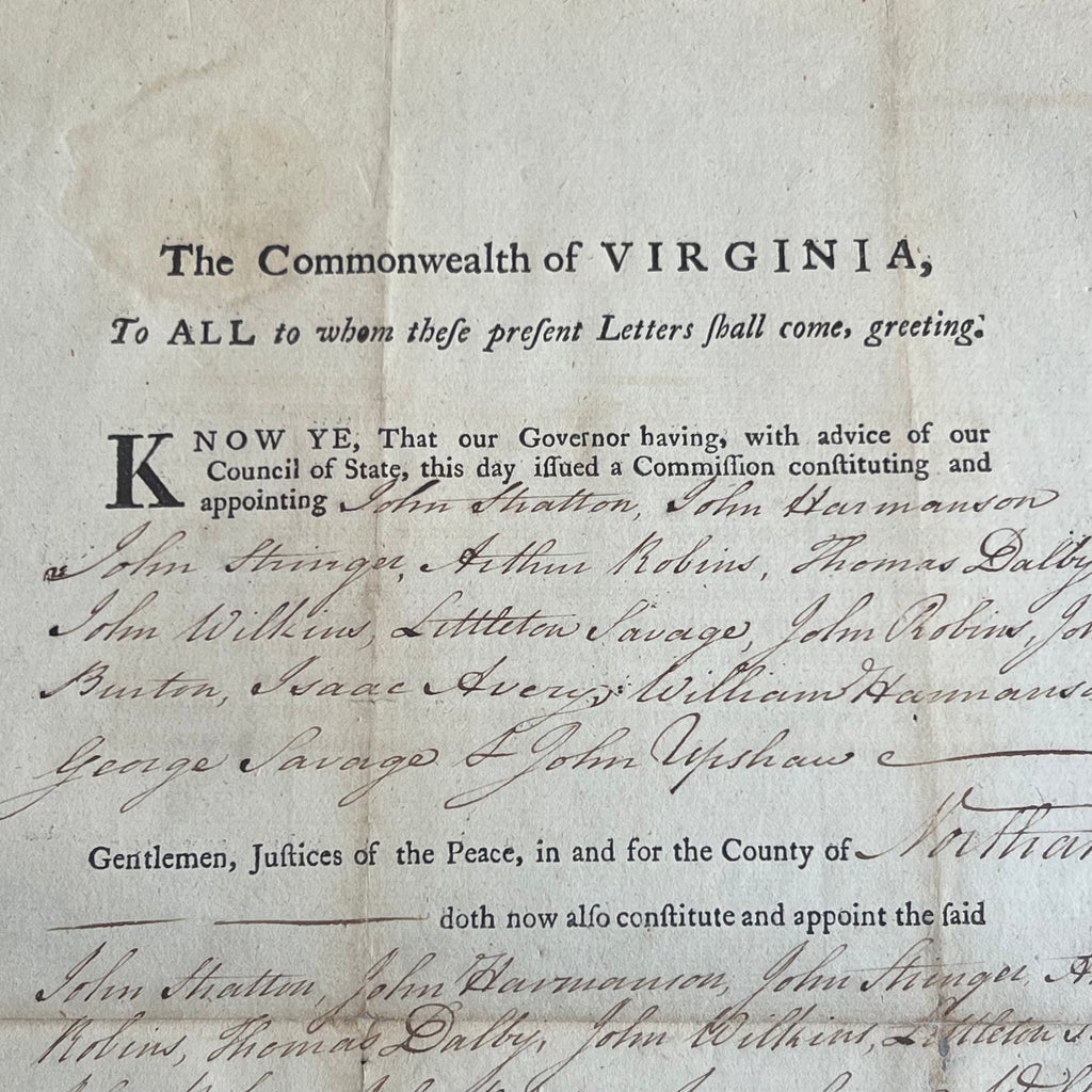 PATRICK HENRY Signed Document Appointing Justices for Slave Trials in Virginia Autograph * PSA