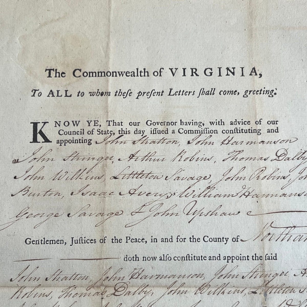 PATRICK HENRY Signed Document Appointing Justices for Slave Trials in Virginia Autograph * PSA