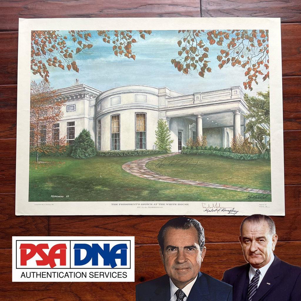 LYNDON JOHNSON & RICHARD NIXON * PSA * Signed White House Poster Autograph