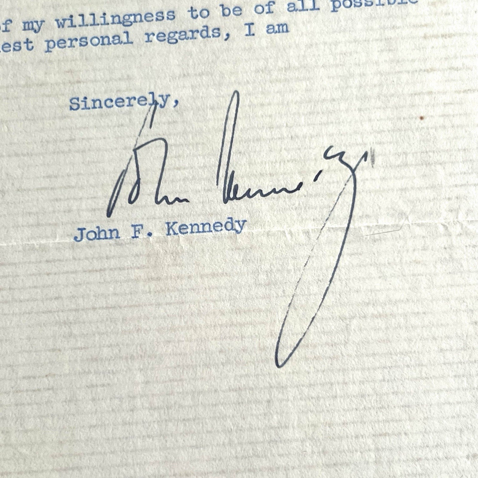 JOHN F. KENNEDY * PSA * Senate AUTOGRAPH WEDDING CAKE Letter SIGNED JFK
