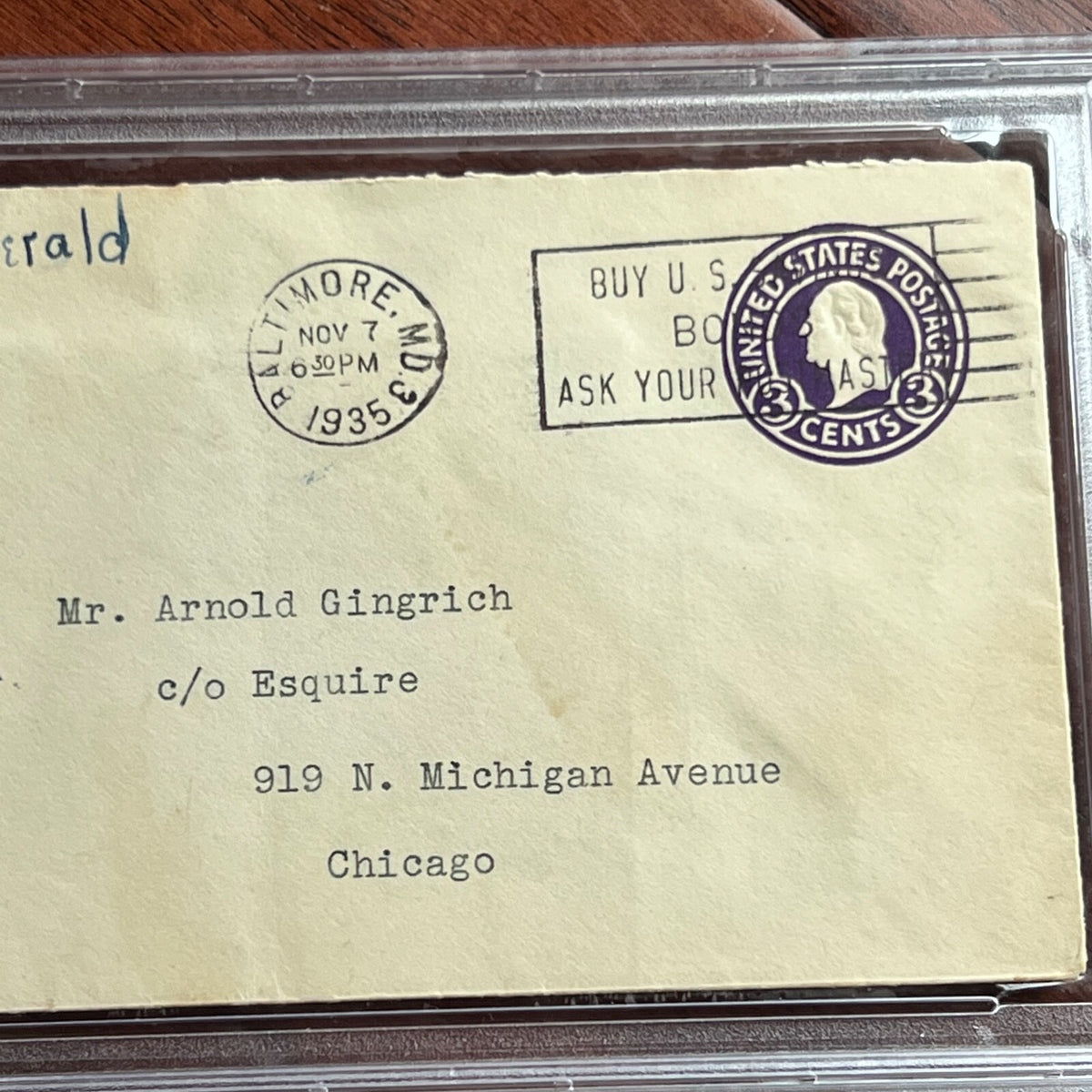 F. SCOTT FITZGERALD * PSA * Autograph Handwritten Envelope Signed and Addressed