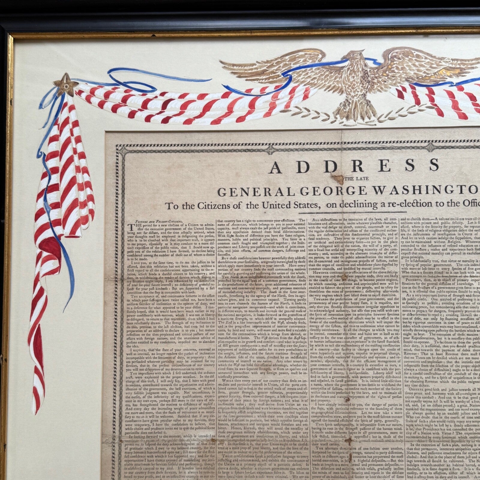 GEORGE WASHINGTON Scarce "FAREWELL ADDRESS" Printed Broadside Circa 1800