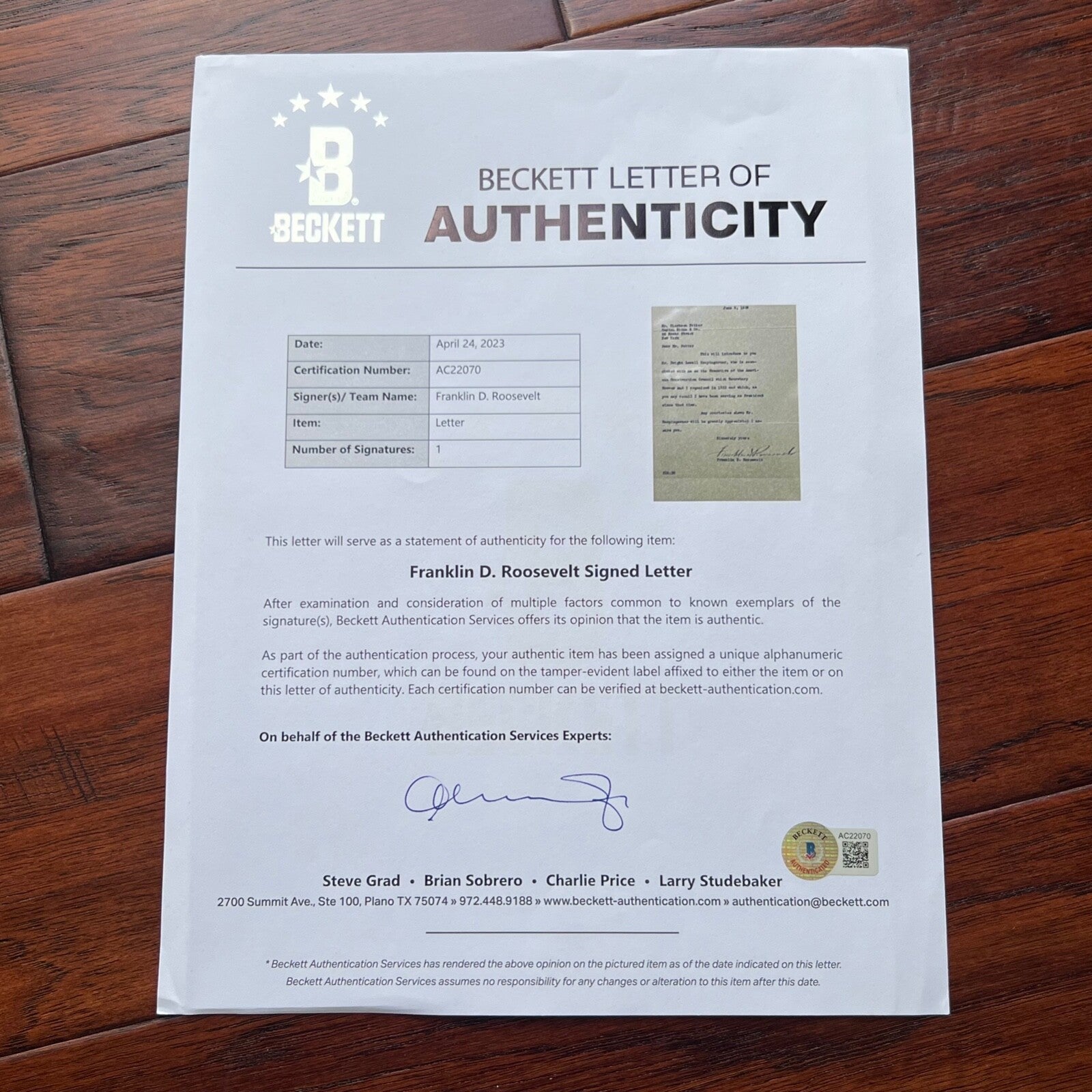 FRANKLIN D. ROOSEVELT * BAS * FDR Autograph Letter Signed * RE: Herbert Hoover