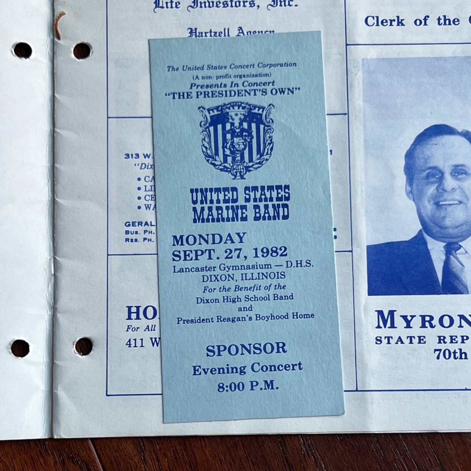 RONALD REAGAN * PSA * Autograph PRESIDENT'S MARINE BAND Program Signed