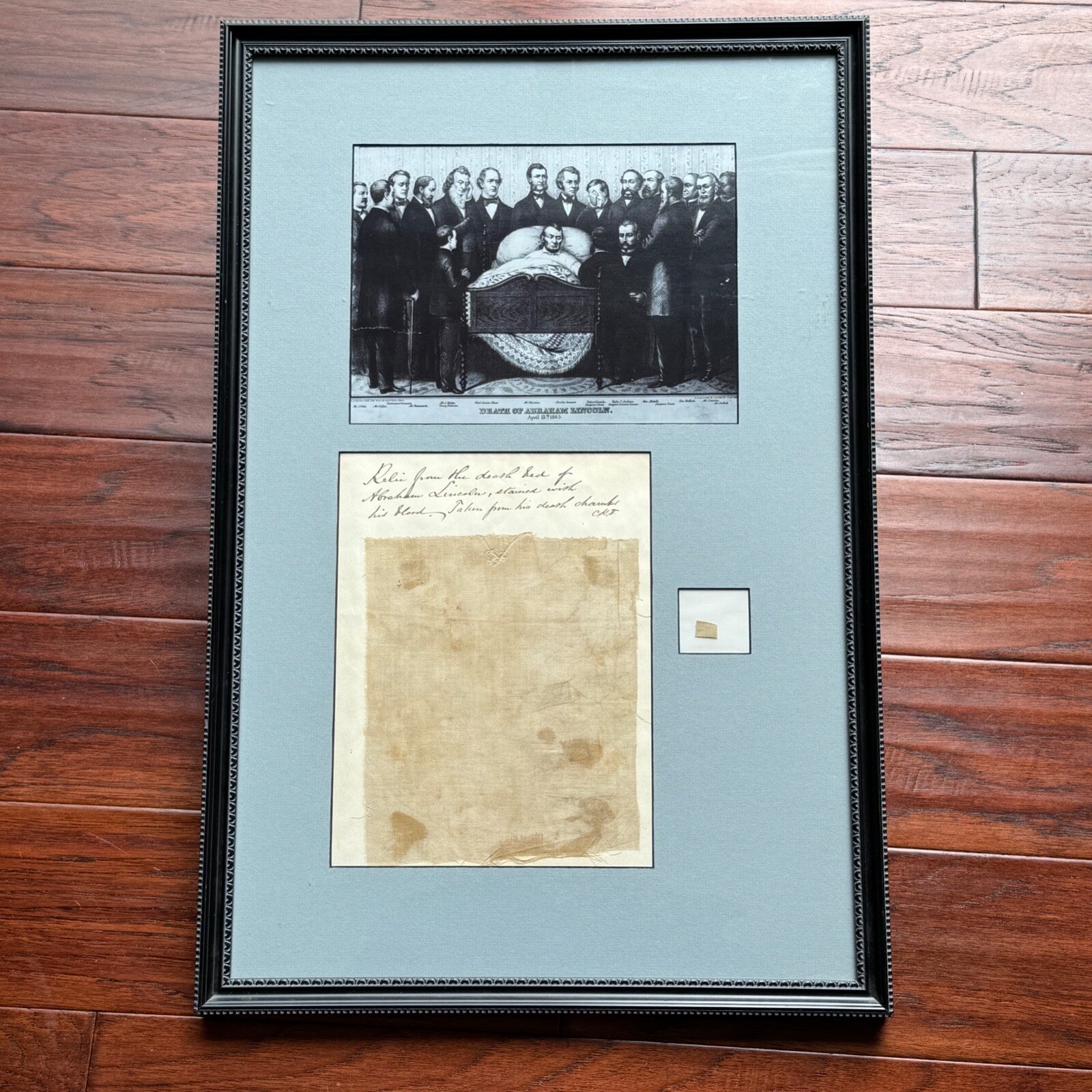 ABRAHAM LINCOLN * ASSASSINATION BEDSHEET Relic * Deathbed Blood Stained Artifact