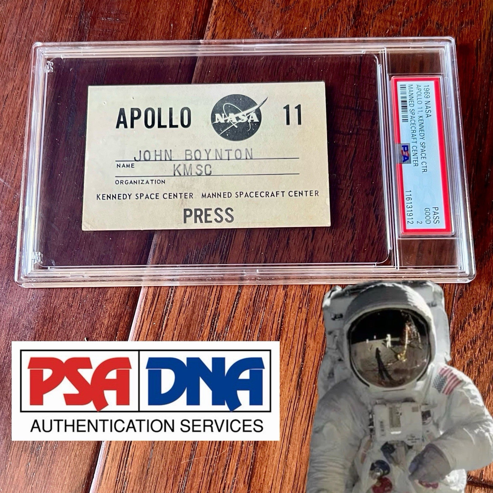 APOLLO 11 * PSA * NASA PRESS PASS Badge 1969 Moon Landing * POP 1