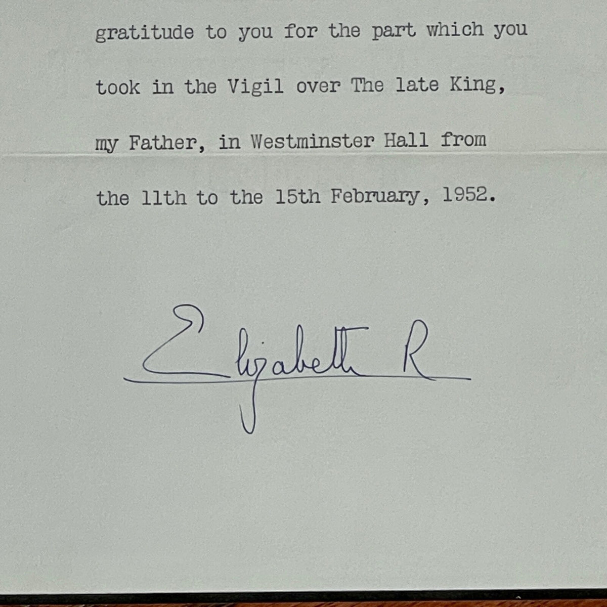 QUEEN ELIZABETH II * JSA * Autograph Letter DEATH OF HER FATHER Signed