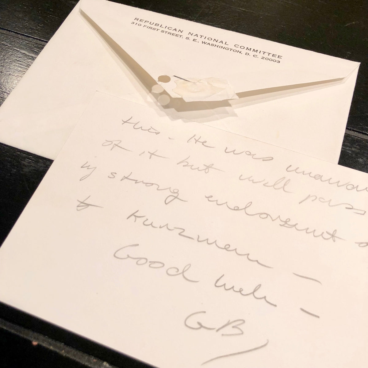George HW Bush * PSA/DNA * Authentic AUTOGRAPH HANDWRITTEN Note SIGNED * RNC