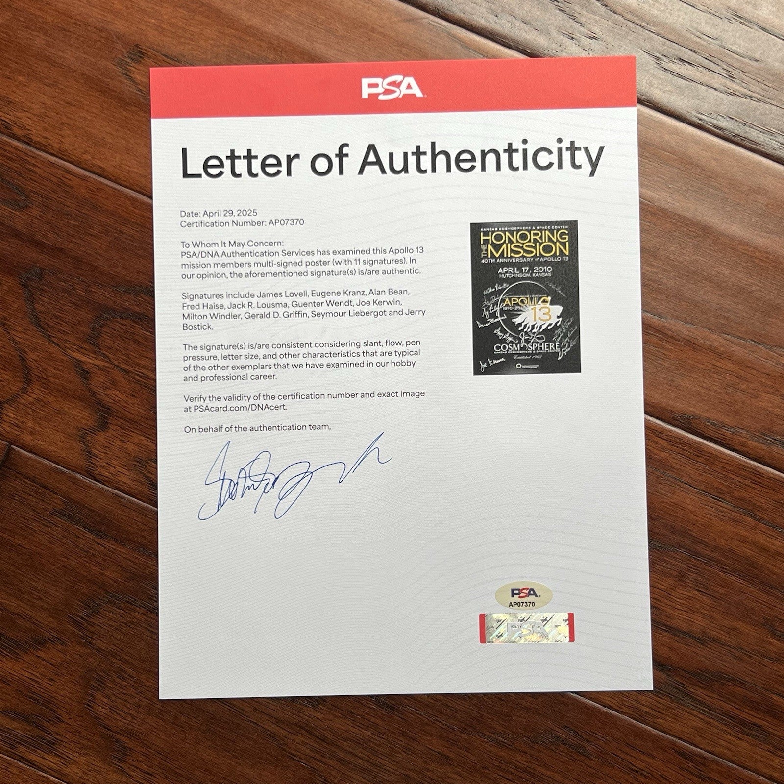 APOLLO 13 * PSA * James Lovell Autograph Signed Alan Bean Poster Kranz Haise