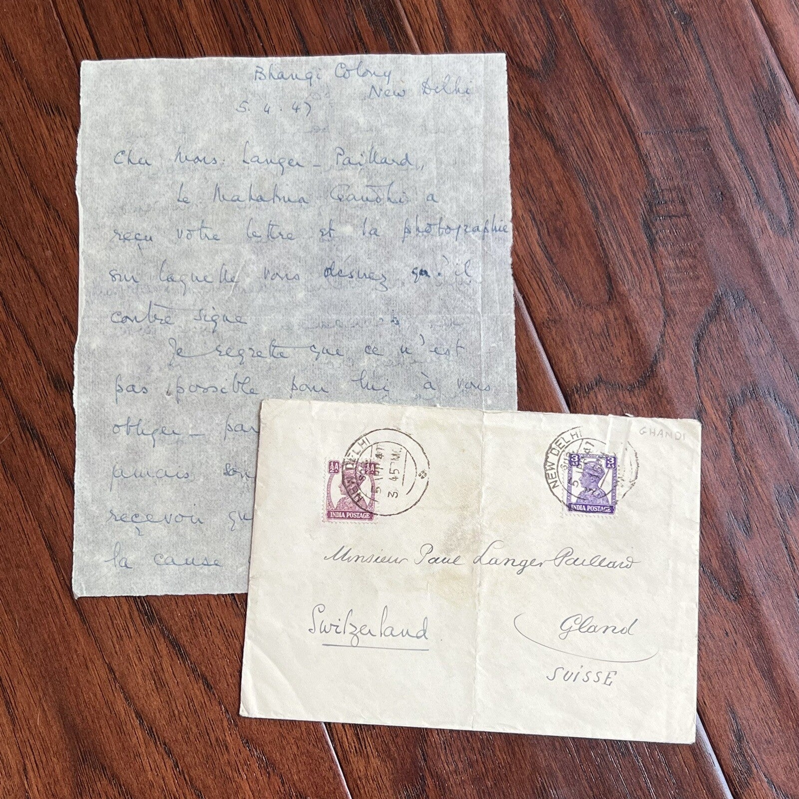 MAHATMA GANDHI * JSA * Double Signed AUTOGRAPH Photo * New Delhi