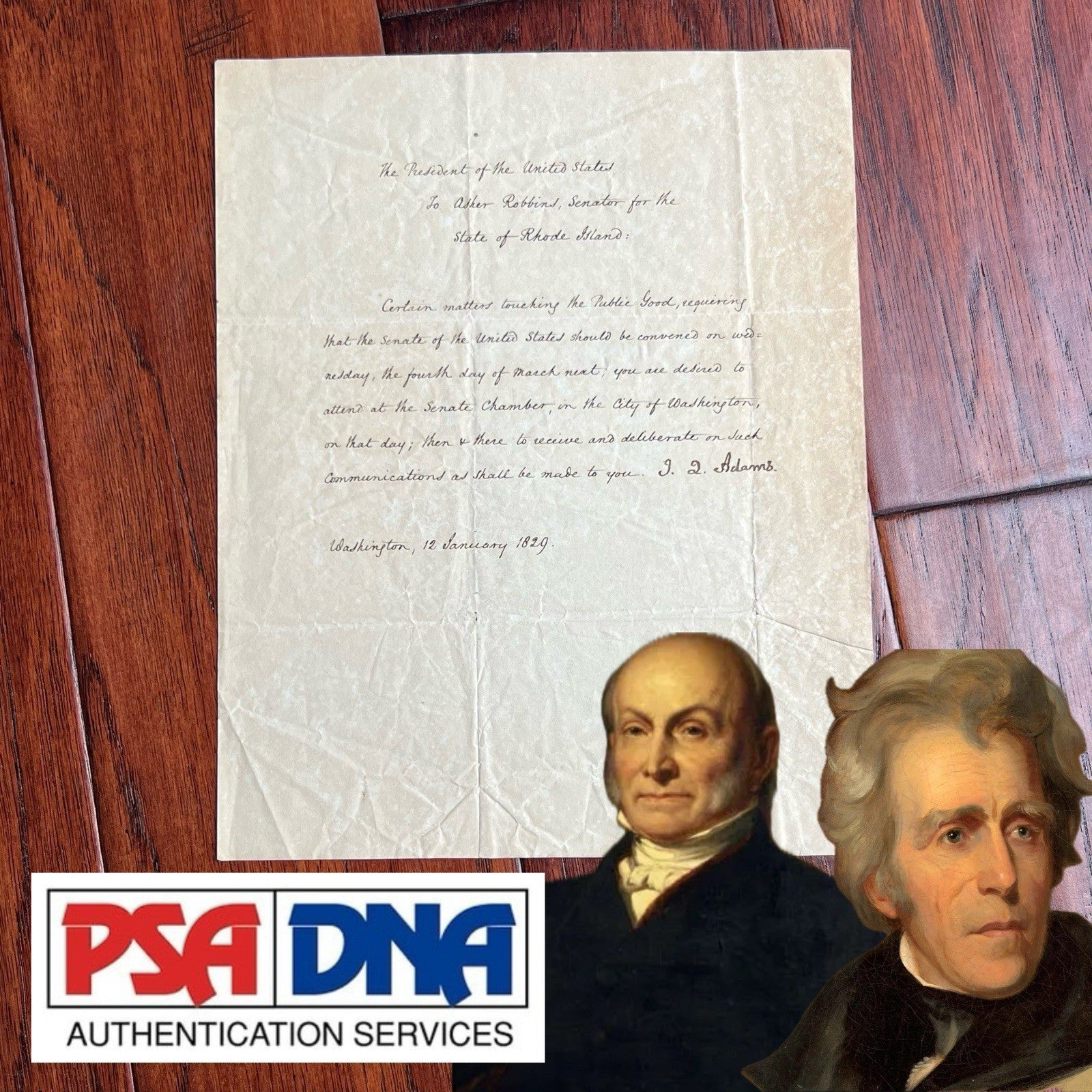 JOHN QUINCY ADAMS * PSA * Letter  Signed CERTIFYING JACKSON'S ELECTION Autograph