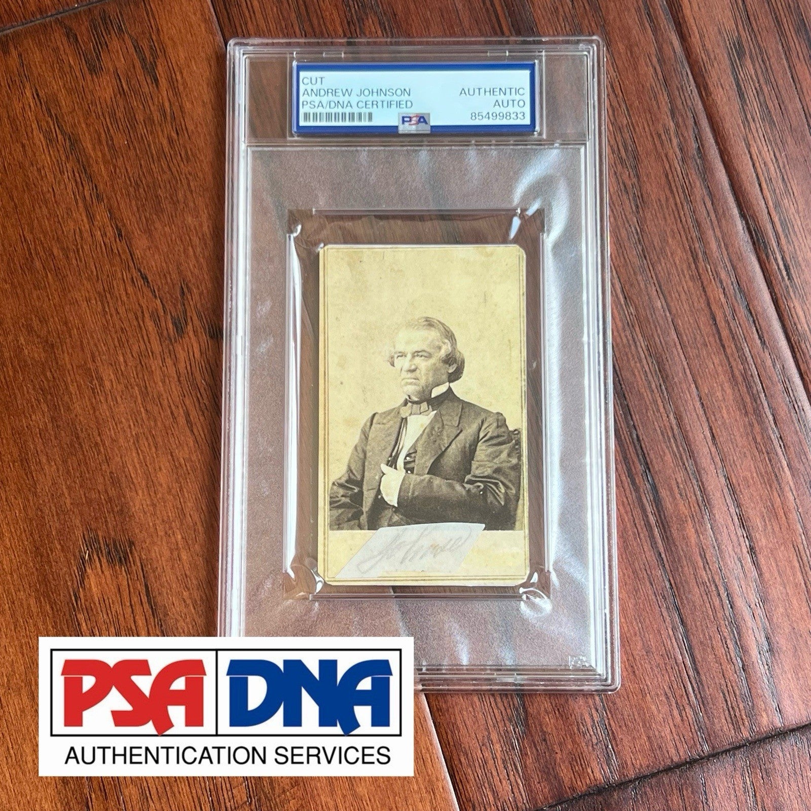ANDREW JOHNSON * PSA * Autograph Cut Signature CDV Signed President Photograph