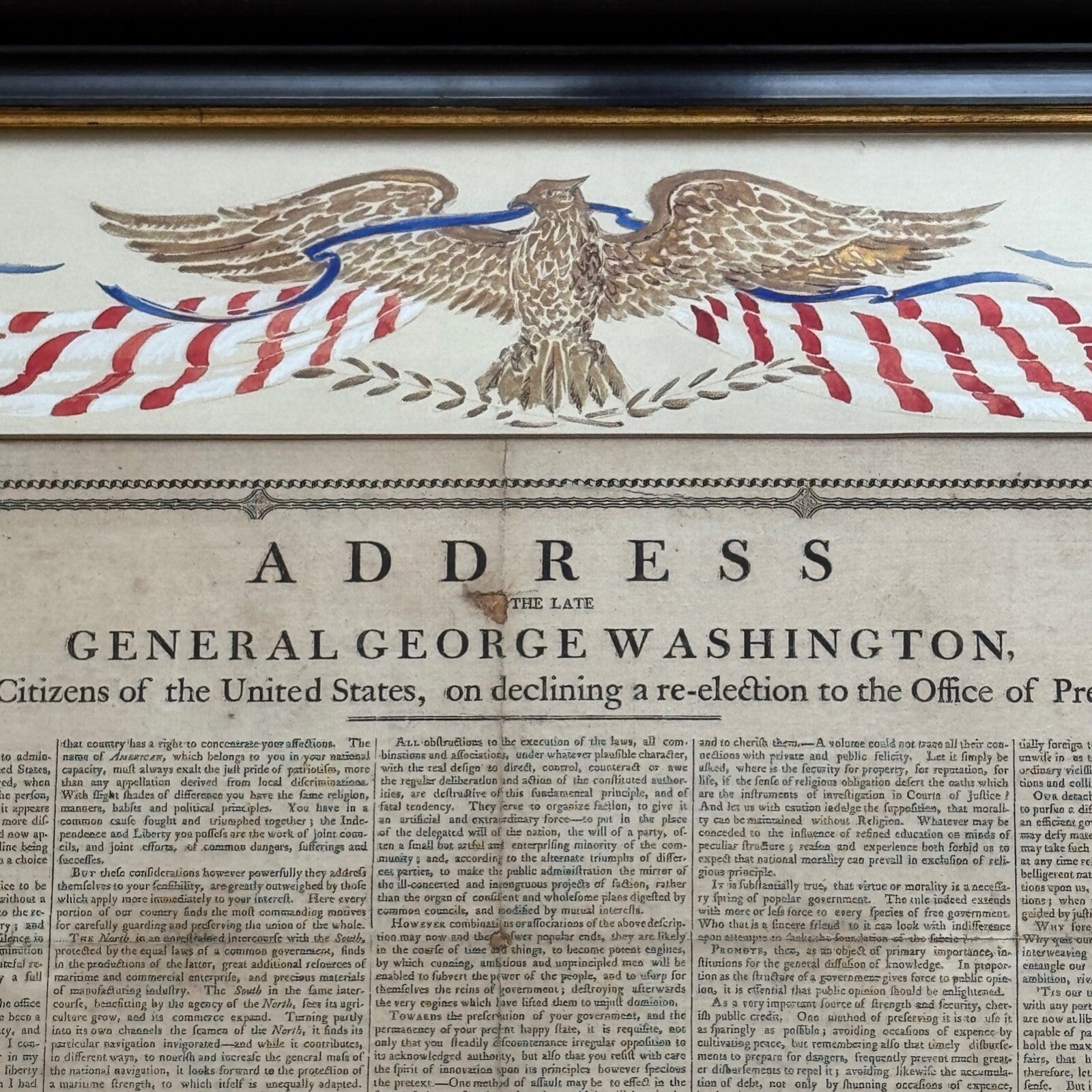 GEORGE WASHINGTON Scarce "FAREWELL ADDRESS" Printed Broadside Circa 1800