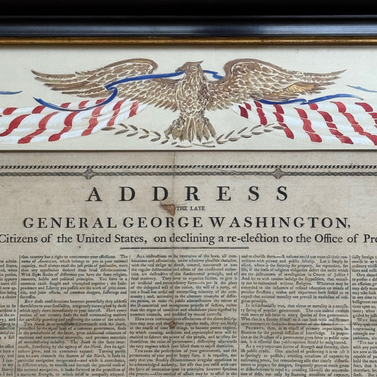 GEORGE WASHINGTON Scarce "FAREWELL ADDRESS" Printed Broadside Circa 1800