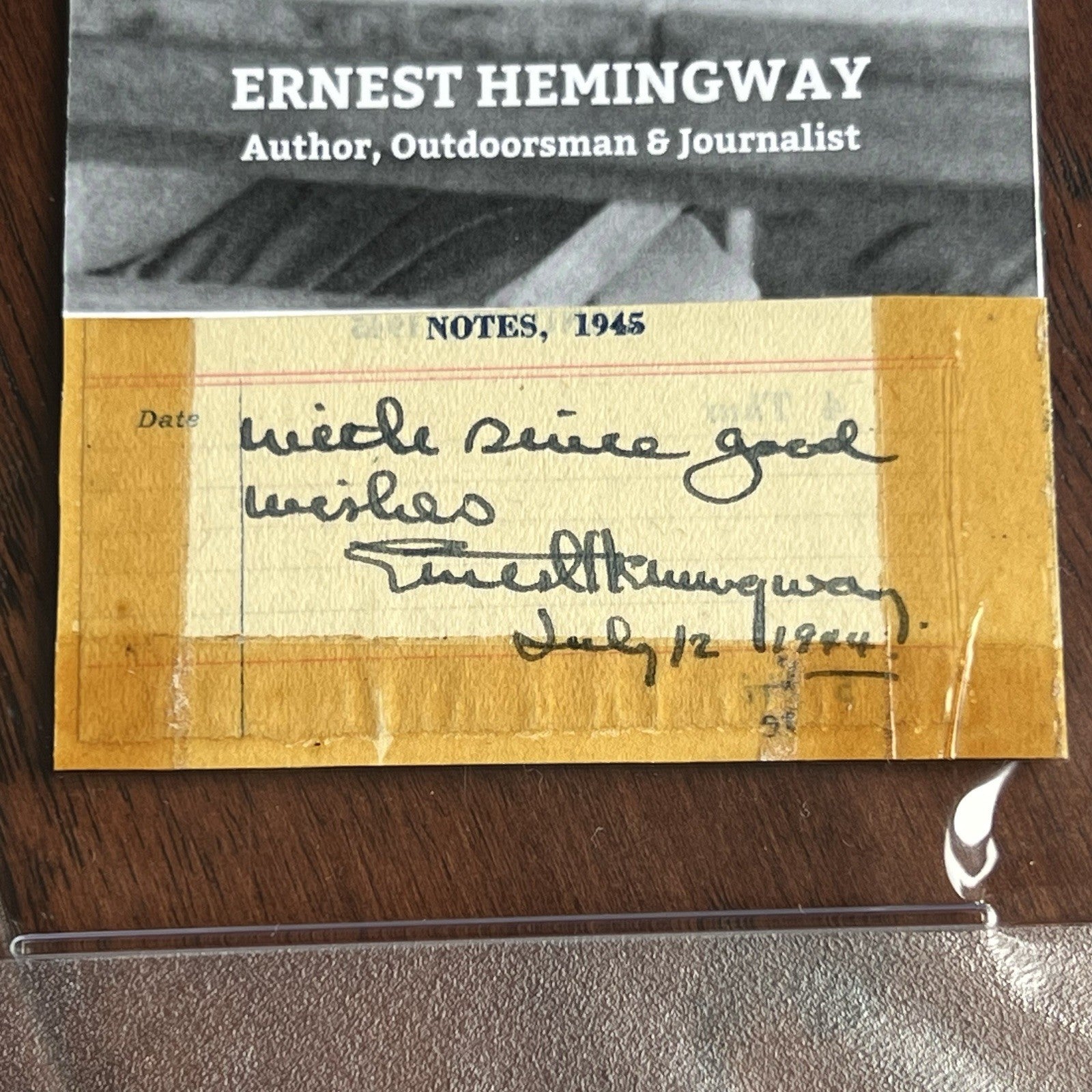 ERNEST HEMINGWAY  * PSA * Cut Autograph CUSTOM CARD Signed * 1944