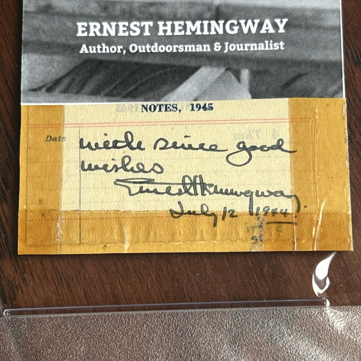 ERNEST HEMINGWAY  * PSA * Cut Autograph CUSTOM CARD Signed * 1944