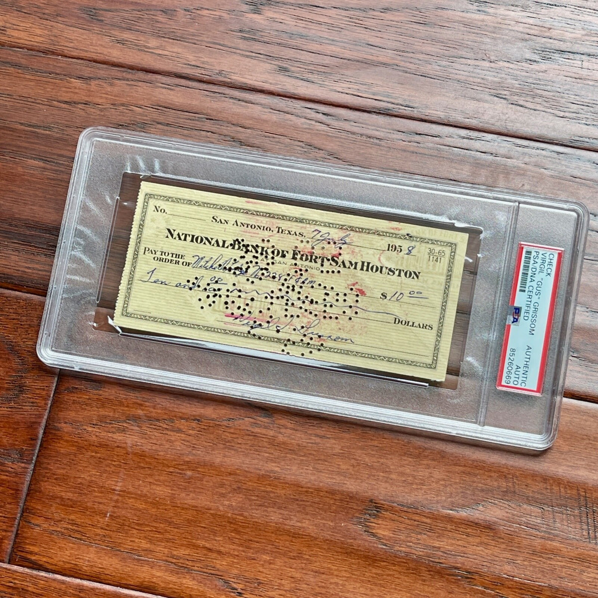 VIRGIL "GUS" GRISSOM * PSA * Autograph BANK CHECK Signed * Apollo 1 Astronaut