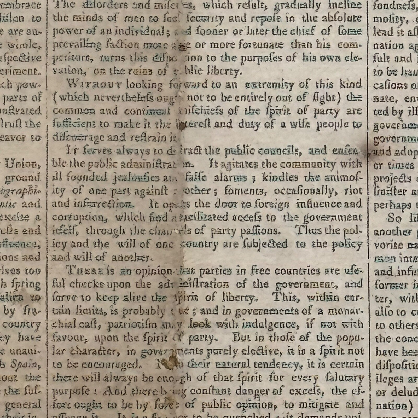 GEORGE WASHINGTON Scarce "FAREWELL ADDRESS" Printed Broadside Circa 1800
