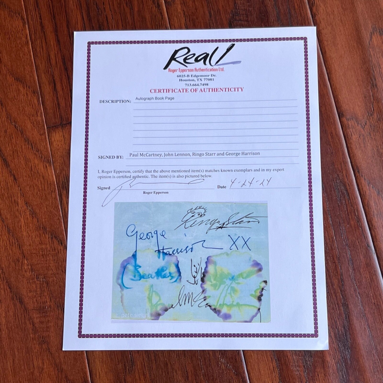 THE BEATLES * PSA * Full Set Autograph Page Signed * John Lennon Paul McCartney