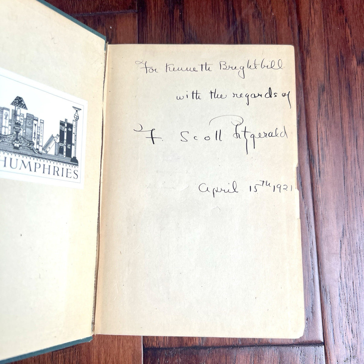 F. SCOTT FITZGERALD * PSA * 1st Ed Autograph THIS SIDE OF PARADISE Book Signed