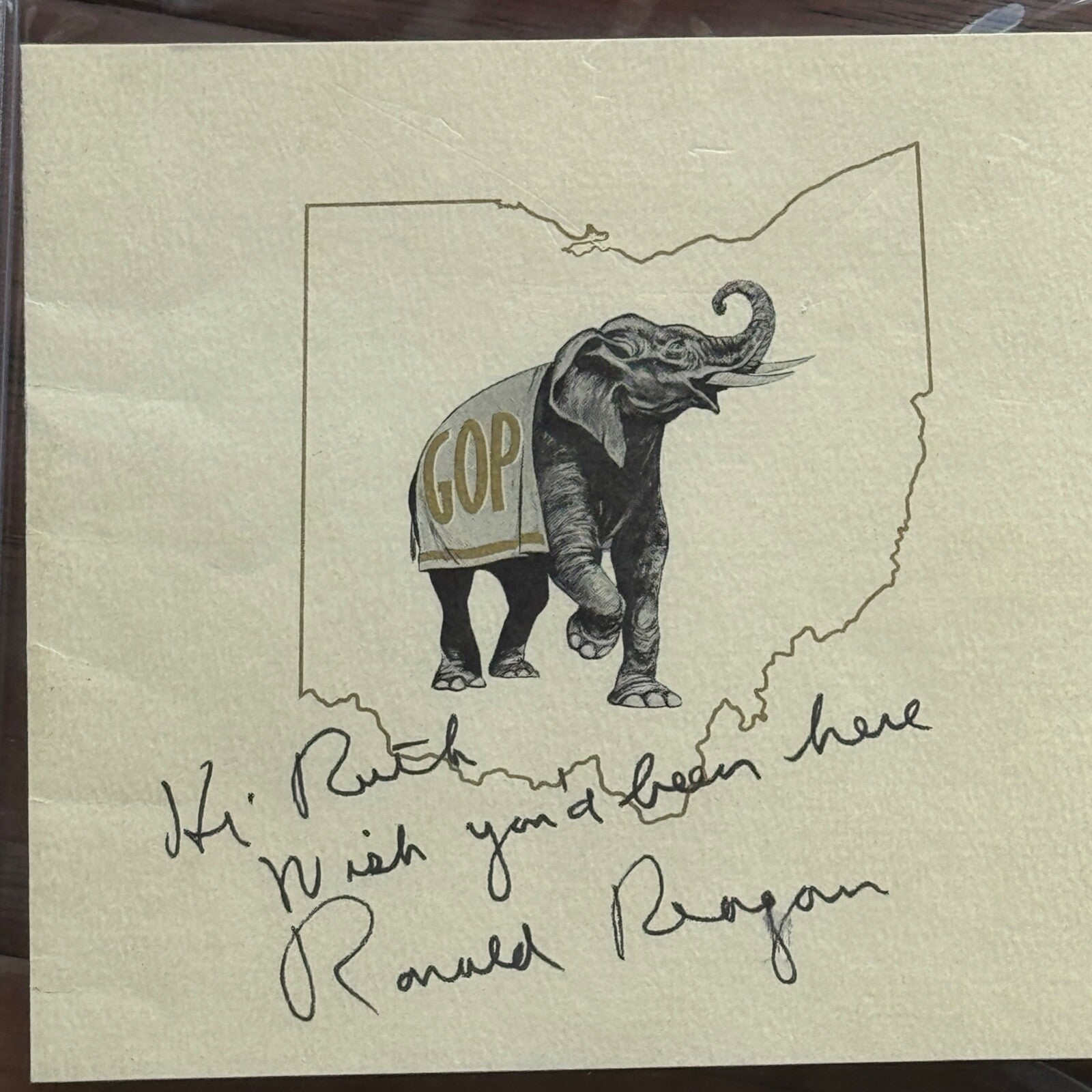 RONALD REAGAN * PSA/DNA * Autograph OHIO GOP Elephant Page Signed