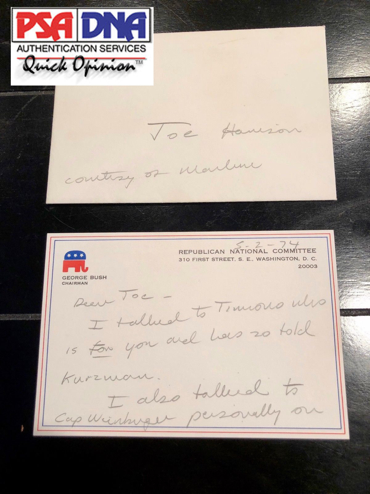 George HW Bush * PSA/DNA * Authentic AUTOGRAPH HANDWRITTEN Note SIGNED * RNC