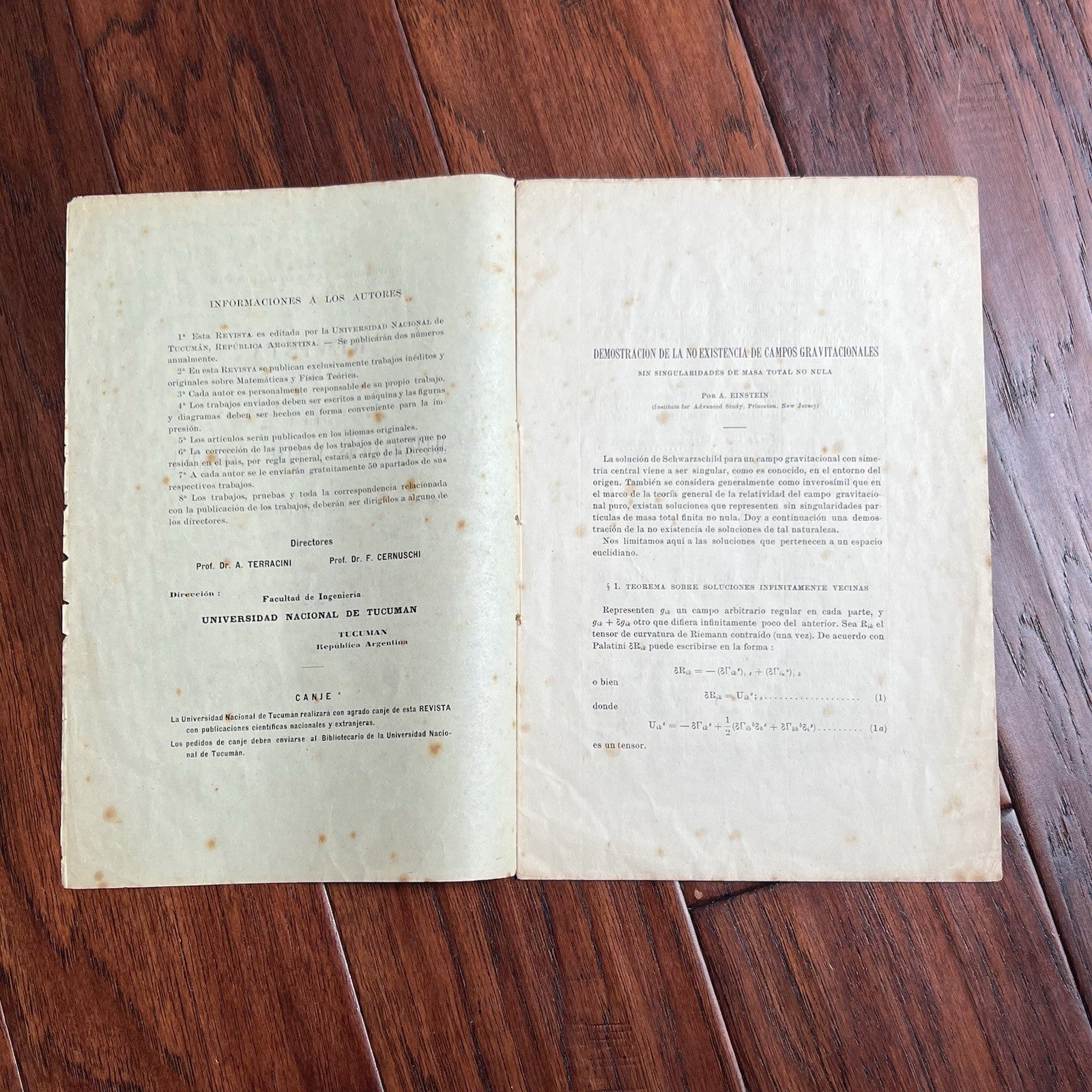 ALBERT EINSTEIN * PSA * Autograph THEORETICAL PHYSICS Signed * Rik = 0 Equation